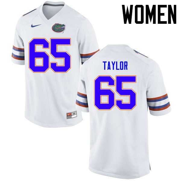 Women's NCAA Florida Gators Jawaan Taylor #65 Stitched Authentic Nike White College Football Jersey KTL0165LQ